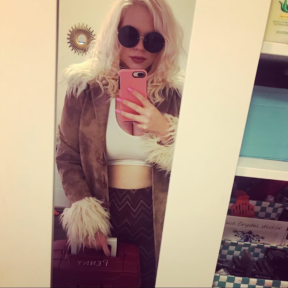 Penny lane fur leather coat trench coat fur